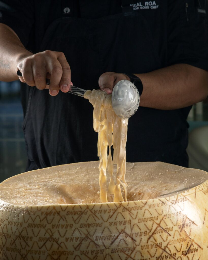 Taste of Italy Classic-Cheese Wheel Carbonara